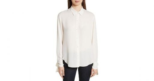 Theory Tie Cuff Silk Georgette Shirt at Nordstrom